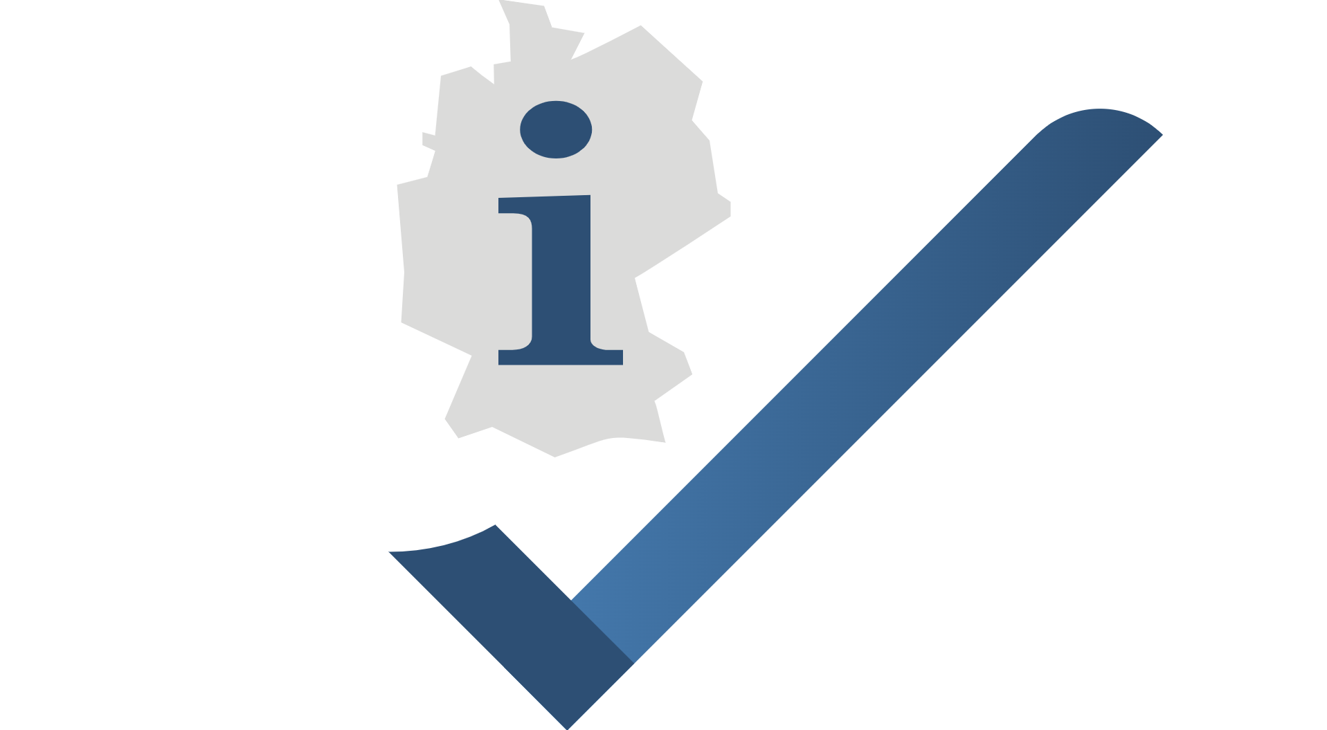 Die Karte von Deutschland mit einem i wie Information und einem blauen Haken.