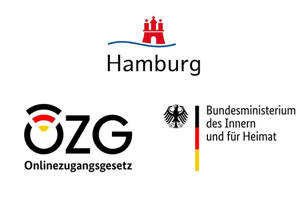 Drei Logos: Hamburg, BMI und OZG